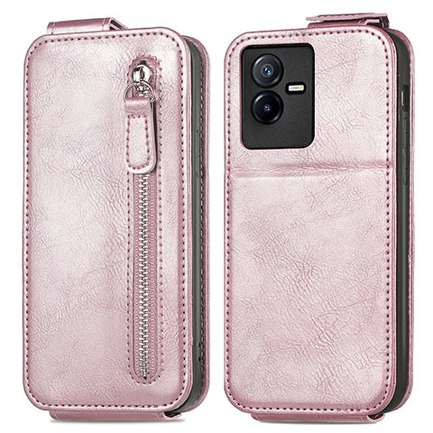 Handyhülle Hülle Flip Tasche Leder für Vivo iQOO Z6x Rosegold