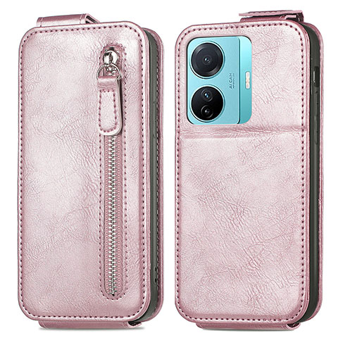 Handyhülle Hülle Flip Tasche Leder für Vivo T1 Pro 5G Rosegold