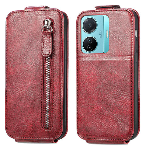 Handyhülle Hülle Flip Tasche Leder für Vivo T1 Pro 5G Rot