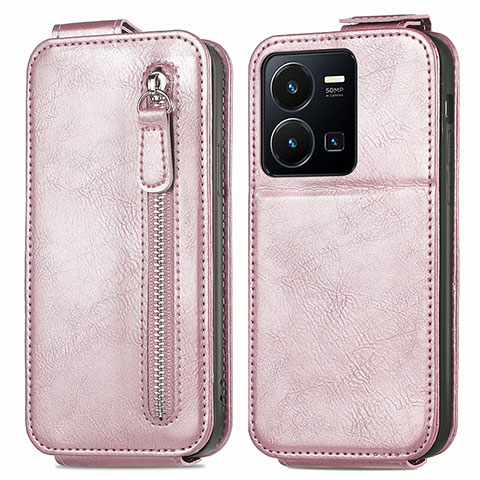 Handyhülle Hülle Flip Tasche Leder für Vivo Y35 4G Rosegold