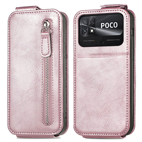 Handyhülle Hülle Flip Tasche Leder für Xiaomi Poco C40 Rosegold