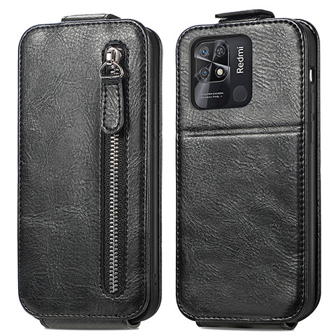 Handyhülle Hülle Flip Tasche Leder für Xiaomi Redmi 10C 4G Schwarz