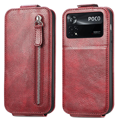 Handyhülle Hülle Flip Tasche Leder für Xiaomi Redmi Note 11E Pro 5G Rot