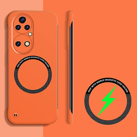 Handyhülle Hülle Hartschalen Kunststoff Rahmenlos Schutzhülle Tasche Matt mit Mag-Safe Magnetic Magnetisch für Huawei P50 Pro Orange