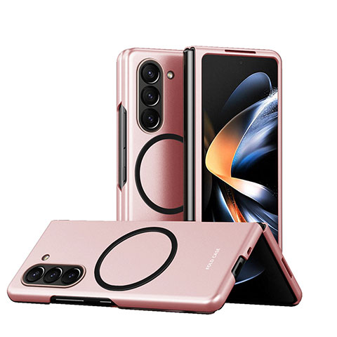 Handyhülle Hülle Hartschalen Kunststoff Rahmenlos Schutzhülle Tasche Matt mit Mag-Safe Magnetic Magnetisch QH1 für Samsung Galaxy Z Fold5 5G Rosegold