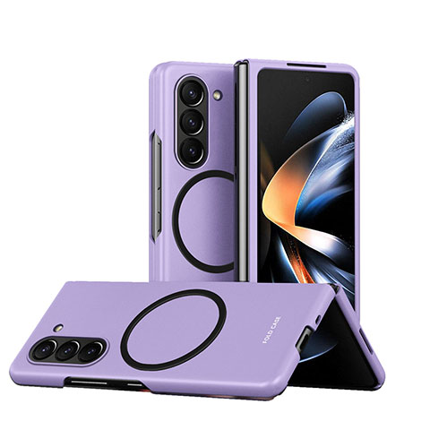 Handyhülle Hülle Hartschalen Kunststoff Rahmenlos Schutzhülle Tasche Matt mit Mag-Safe Magnetic Magnetisch QH1 für Samsung Galaxy Z Fold5 5G Violett