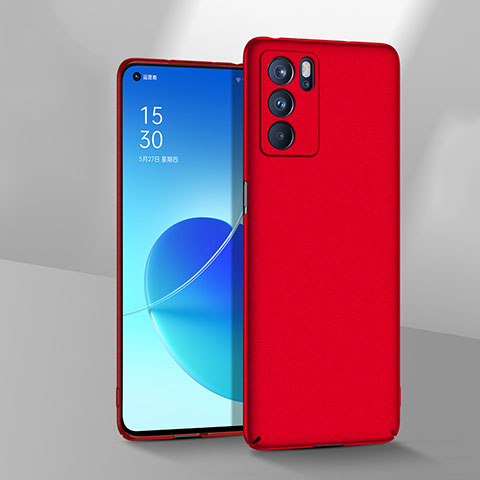 Handyhülle Hülle Hartschalen Kunststoff Schutzhülle Tasche Matt für Oppo Reno6 5G Rot