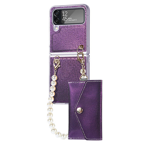 Handyhülle Hülle Hartschalen Kunststoff Schutzhülle Tasche Matt H06 für Samsung Galaxy Z Flip4 5G Violett