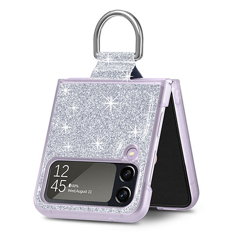 Handyhülle Hülle Hartschalen Kunststoff Schutzhülle Tasche Matt L01 für Samsung Galaxy Z Flip4 5G Silber