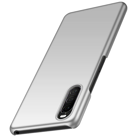 Handyhülle Hülle Hartschalen Kunststoff Schutzhülle Tasche Matt M01 für Sony Xperia 10 II Silber