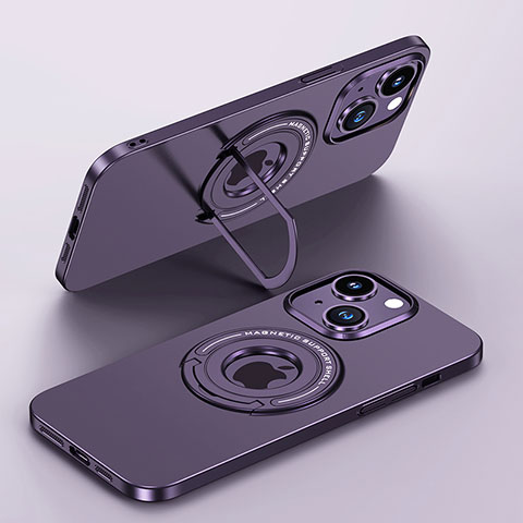Handyhülle Hülle Hartschalen Kunststoff Schutzhülle Tasche Matt mit Mag-Safe Magnetic Magnetisch für Apple iPhone 15 Violett