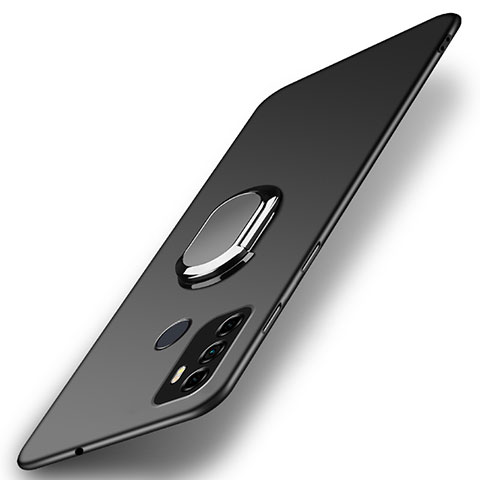 Handyhülle Hülle Hartschalen Kunststoff Schutzhülle Tasche Matt mit Magnetisch Fingerring Ständer A01 für Oppo A33 Schwarz