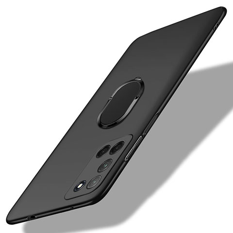 Handyhülle Hülle Hartschalen Kunststoff Schutzhülle Tasche Matt mit Magnetisch Fingerring Ständer A01 für Oppo A92 Schwarz