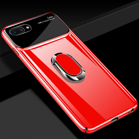 Handyhülle Hülle Hartschalen Kunststoff Schutzhülle Tasche Matt mit Magnetisch Fingerring Ständer A01 für Oppo AX5 Rot