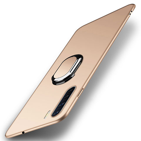 Handyhülle Hülle Hartschalen Kunststoff Schutzhülle Tasche Matt mit Magnetisch Fingerring Ständer A02 für Oppo A91 Gold