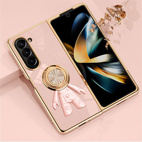 Handyhülle Hülle Hartschalen Kunststoff Schutzhülle Tasche Matt mit Magnetisch Fingerring Ständer AN2 für Samsung Galaxy Z Fold5 5G Rosegold