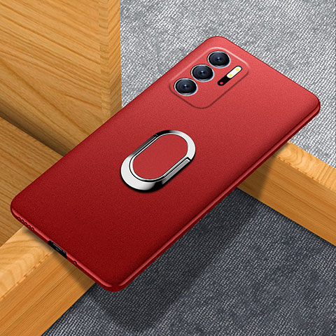 Handyhülle Hülle Hartschalen Kunststoff Schutzhülle Tasche Matt mit Magnetisch Fingerring Ständer für Xiaomi Redmi Note 10 5G Rot