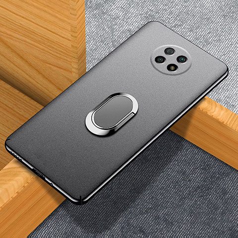 Handyhülle Hülle Hartschalen Kunststoff Schutzhülle Tasche Matt mit Magnetisch Fingerring Ständer für Xiaomi Redmi Note 9T 5G Schwarz