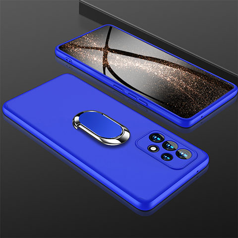 Handyhülle Hülle Hartschalen Kunststoff Schutzhülle Tasche Matt mit Magnetisch Fingerring Ständer GK1 für Samsung Galaxy A53 5G Blau