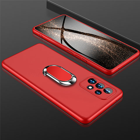 Handyhülle Hülle Hartschalen Kunststoff Schutzhülle Tasche Matt mit Magnetisch Fingerring Ständer GK1 für Samsung Galaxy A53 5G Rot