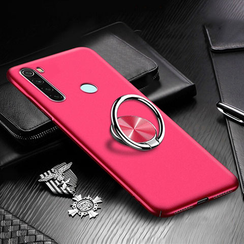 Handyhülle Hülle Hartschalen Kunststoff Schutzhülle Tasche Matt mit Magnetisch Fingerring Ständer P01 für Xiaomi Redmi Note 8 Rot