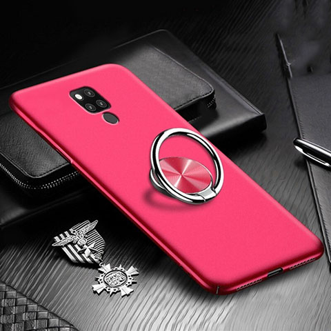 Handyhülle Hülle Hartschalen Kunststoff Schutzhülle Tasche Matt mit Magnetisch Fingerring Ständer P02 für Huawei Mate 20 X 5G Pink