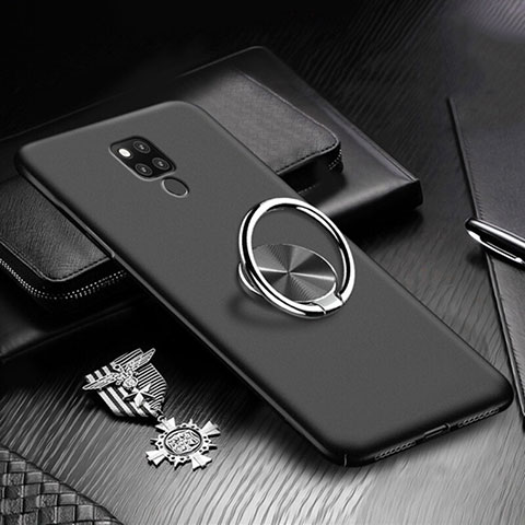 Handyhülle Hülle Hartschalen Kunststoff Schutzhülle Tasche Matt mit Magnetisch Fingerring Ständer P02 für Huawei Mate 20 X 5G Schwarz