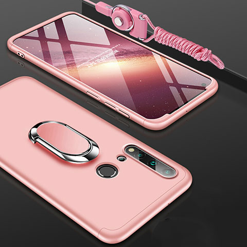 Handyhülle Hülle Hartschalen Kunststoff Schutzhülle Tasche Matt mit Magnetisch Fingerring Ständer P02 für Huawei Nova 5i Rosegold