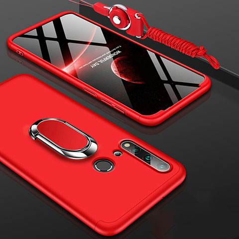Handyhülle Hülle Hartschalen Kunststoff Schutzhülle Tasche Matt mit Magnetisch Fingerring Ständer P02 für Huawei Nova 5i Rot