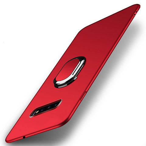 Handyhülle Hülle Hartschalen Kunststoff Schutzhülle Tasche Matt mit Magnetisch Fingerring Ständer P02 für Samsung Galaxy S10 5G Rot