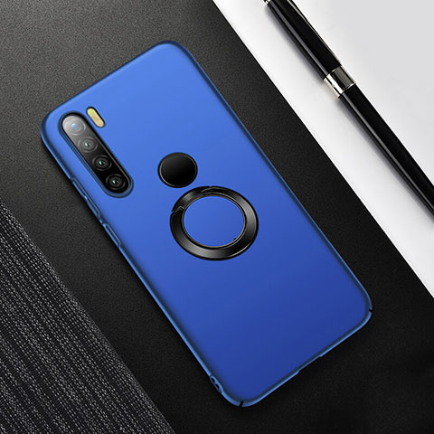 Handyhülle Hülle Hartschalen Kunststoff Schutzhülle Tasche Matt mit Magnetisch Fingerring Ständer P02 für Xiaomi Redmi Note 8T Blau