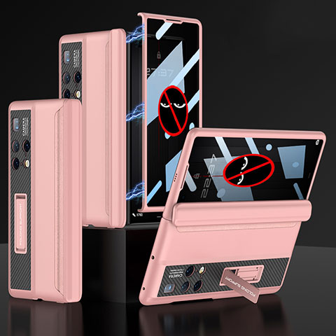 Handyhülle Hülle Hartschalen Kunststoff Schutzhülle Tasche Matt mit Ständer AC3 für Huawei Mate X2 Rosa