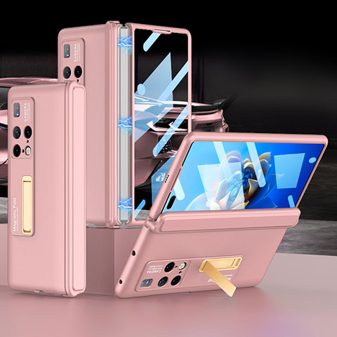 Handyhülle Hülle Hartschalen Kunststoff Schutzhülle Tasche Matt mit Ständer AC5 für Huawei Mate X2 Rosa