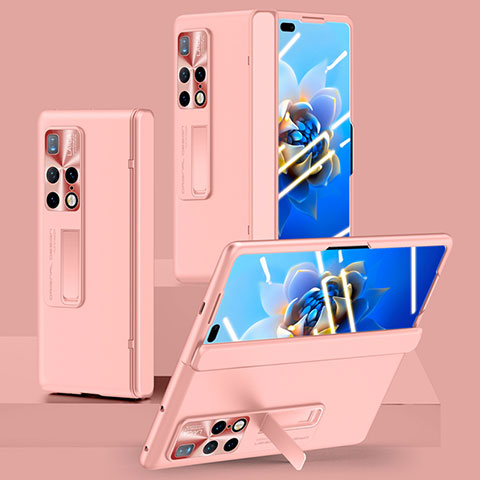 Handyhülle Hülle Hartschalen Kunststoff Schutzhülle Tasche Matt mit Ständer QK1 für Huawei Mate X2 Rosa