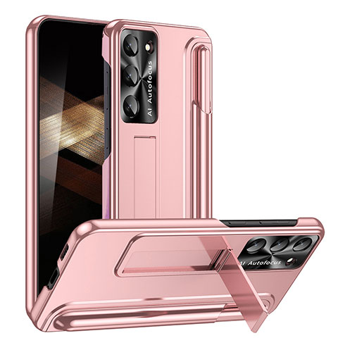 Handyhülle Hülle Hartschalen Kunststoff Schutzhülle Tasche Matt mit Ständer ZL1 für Samsung Galaxy S24 Plus 5G Rosegold