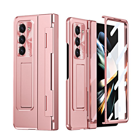 Handyhülle Hülle Hartschalen Kunststoff Schutzhülle Tasche Matt mit Ständer ZL3 für Samsung Galaxy Z Fold5 5G Rosegold