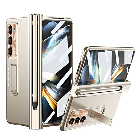 Handyhülle Hülle Hartschalen Kunststoff Schutzhülle Tasche Matt mit Ständer ZL5 für Samsung Galaxy Z Fold5 5G Gold