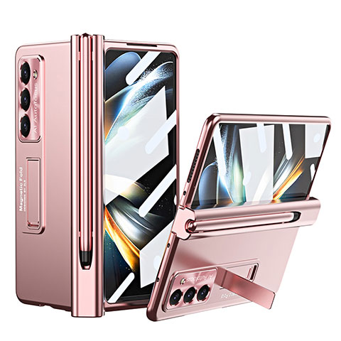 Handyhülle Hülle Hartschalen Kunststoff Schutzhülle Tasche Matt mit Ständer ZL5 für Samsung Galaxy Z Fold5 5G Rosegold