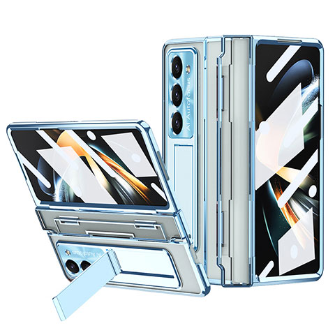 Handyhülle Hülle Hartschalen Kunststoff Schutzhülle Tasche Matt mit Ständer ZL6 für Samsung Galaxy Z Fold5 5G Blau