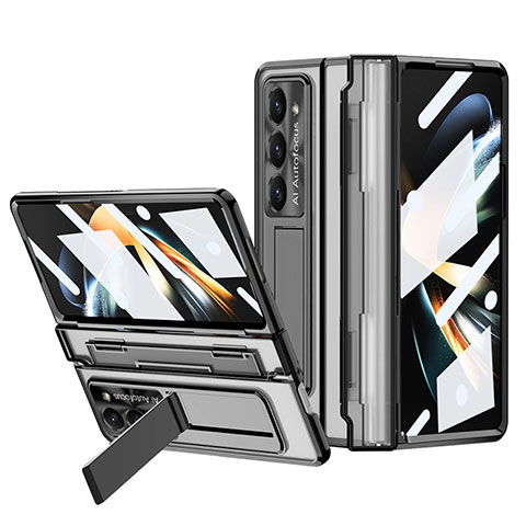 Handyhülle Hülle Hartschalen Kunststoff Schutzhülle Tasche Matt mit Ständer ZL6 für Samsung Galaxy Z Fold5 5G Schwarz