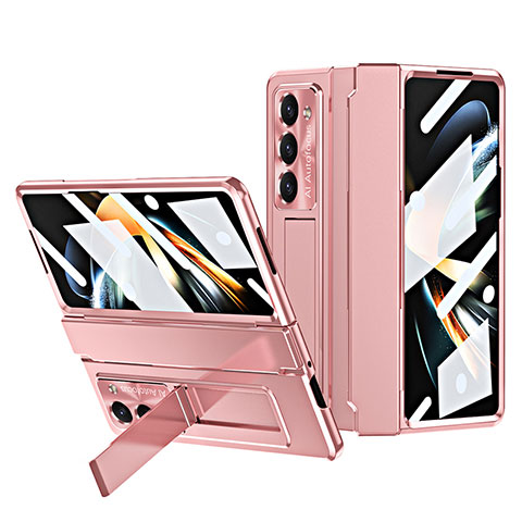 Handyhülle Hülle Hartschalen Kunststoff Schutzhülle Tasche Matt mit Ständer ZL7 für Samsung Galaxy Z Fold5 5G Rosegold