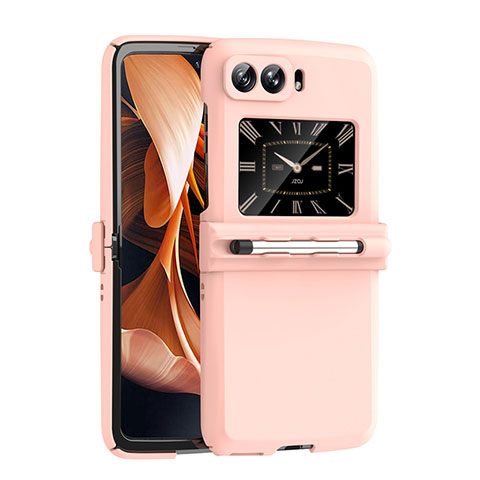 Handyhülle Hülle Hartschalen Kunststoff Schutzhülle Tasche Matt P01 für Motorola Moto RAZR (2022) 5G Rosegold