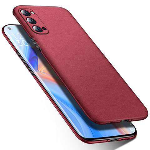 Handyhülle Hülle Hartschalen Kunststoff Schutzhülle Tasche Matt P02 für Oppo Reno4 5G Rot