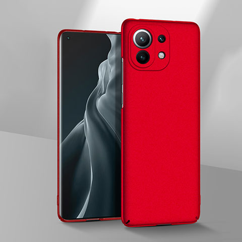 Handyhülle Hülle Hartschalen Kunststoff Schutzhülle Tasche Matt P03 für Xiaomi Mi 11 Lite 5G Rot
