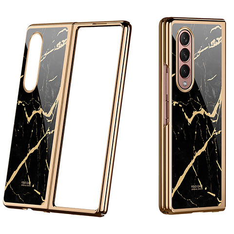 Handyhülle Hülle Hartschalen Kunststoff Schutzhülle Tasche Matt P08 für Samsung Galaxy Z Fold4 5G Gold und Schwarz