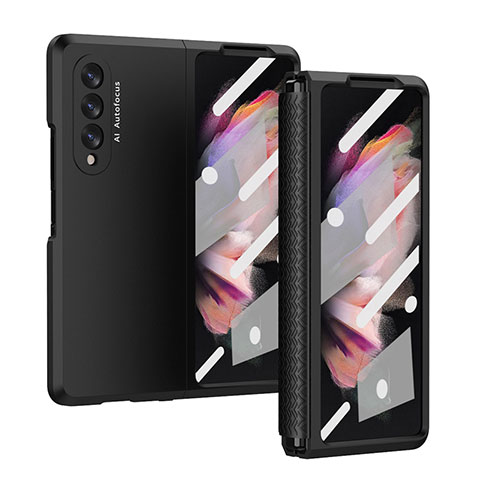 Handyhülle Hülle Hartschalen Kunststoff Schutzhülle Tasche Matt R02 für Samsung Galaxy Z Fold3 5G Schwarz