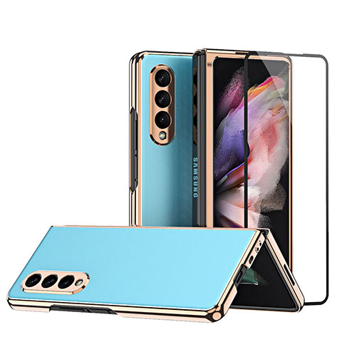 Handyhülle Hülle Hartschalen Kunststoff Schutzhülle Tasche Matt R04 für Samsung Galaxy Z Fold3 5G Blau