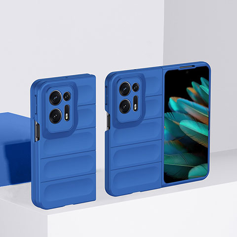 Handyhülle Hülle Hartschalen Kunststoff Schutzhülle Tasche Matt Vorder und Rückseite 360 Grad Ganzkörper BH1 für Oppo Find N2 5G Blau