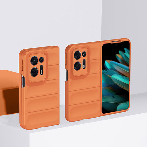 Handyhülle Hülle Hartschalen Kunststoff Schutzhülle Tasche Matt Vorder und Rückseite 360 Grad Ganzkörper BH1 für Oppo Find N2 5G Orange