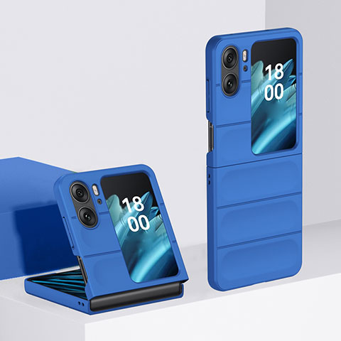 Handyhülle Hülle Hartschalen Kunststoff Schutzhülle Tasche Matt Vorder und Rückseite 360 Grad Ganzkörper BH1 für Oppo Find N2 Flip 5G Blau